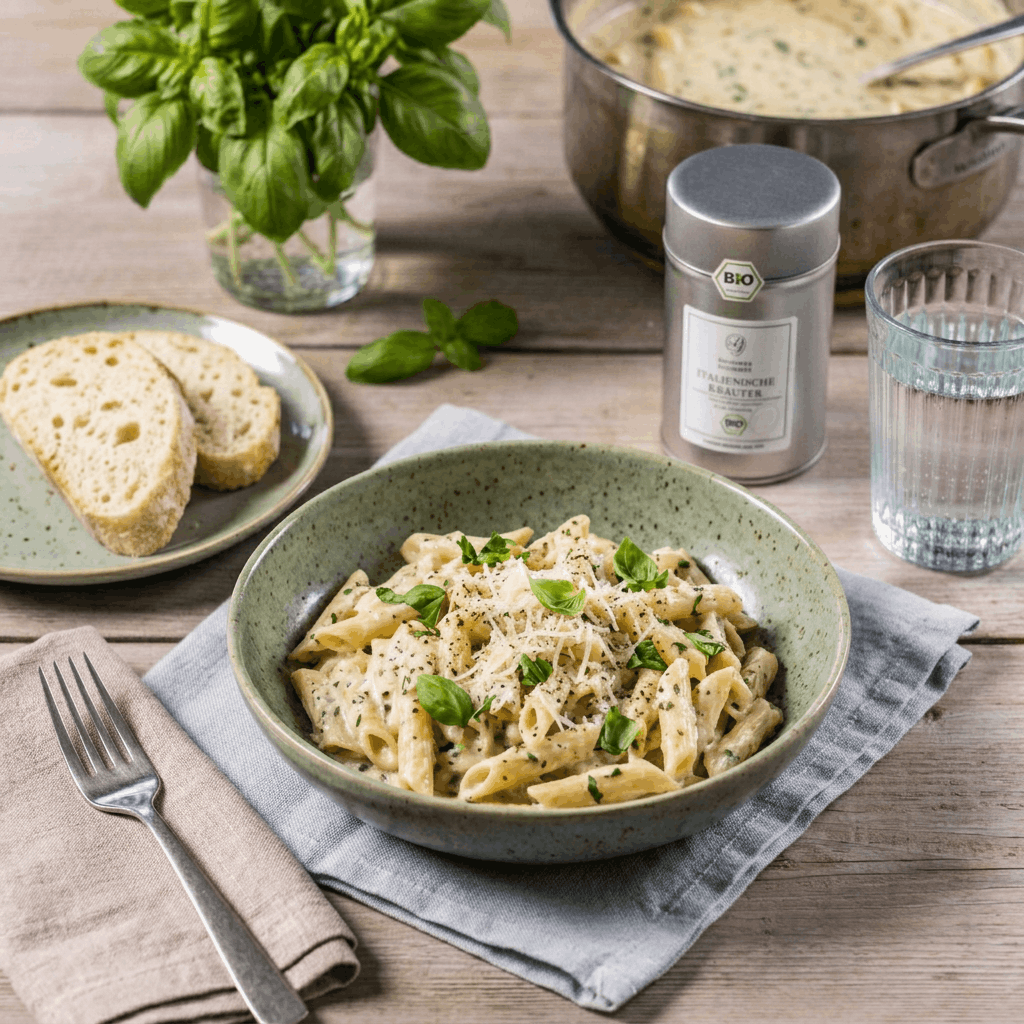 Cremige Kräuterpasta mit Parmesan