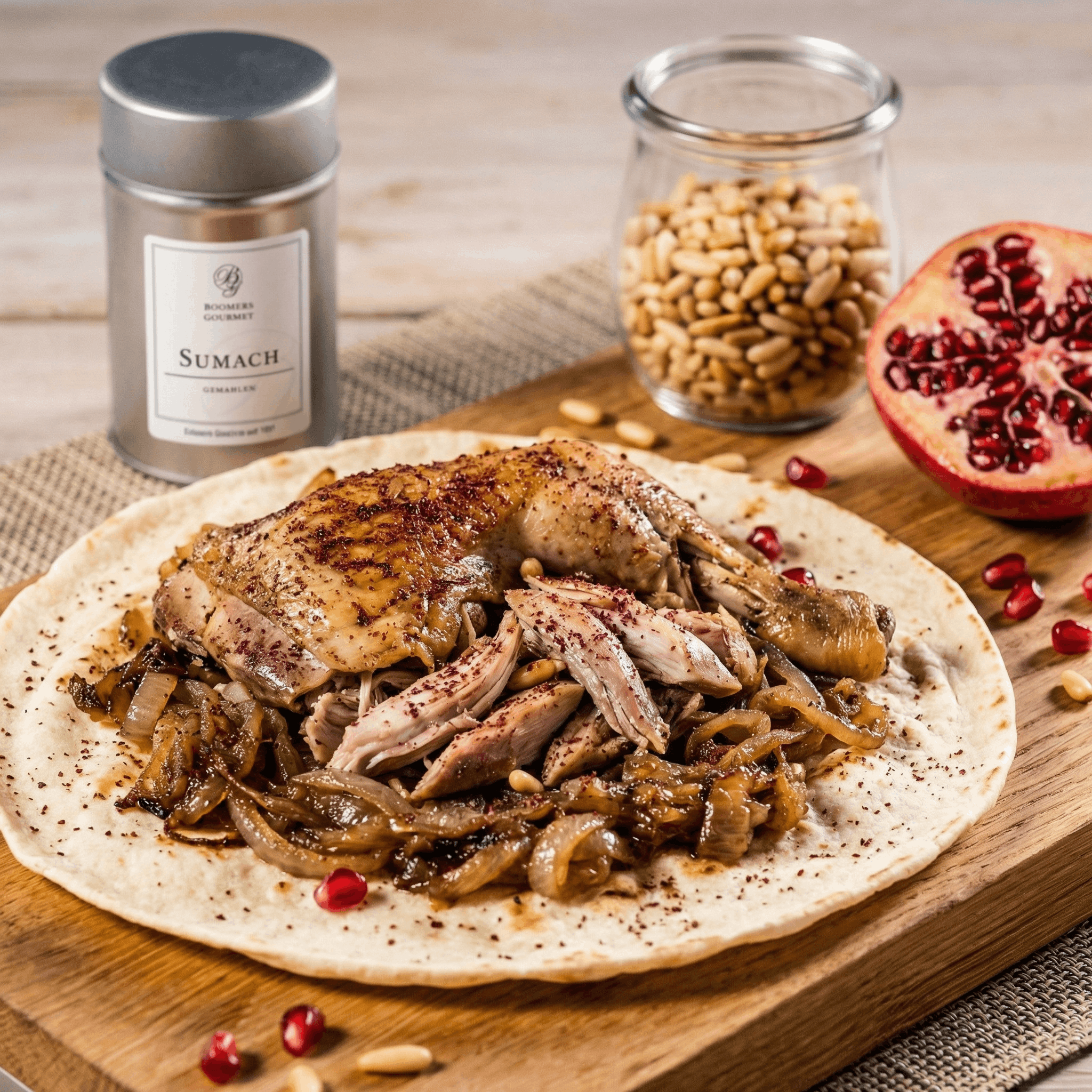 Musakhan – Palästinensisches Sumach-Hähnchen mit Fladenbrot