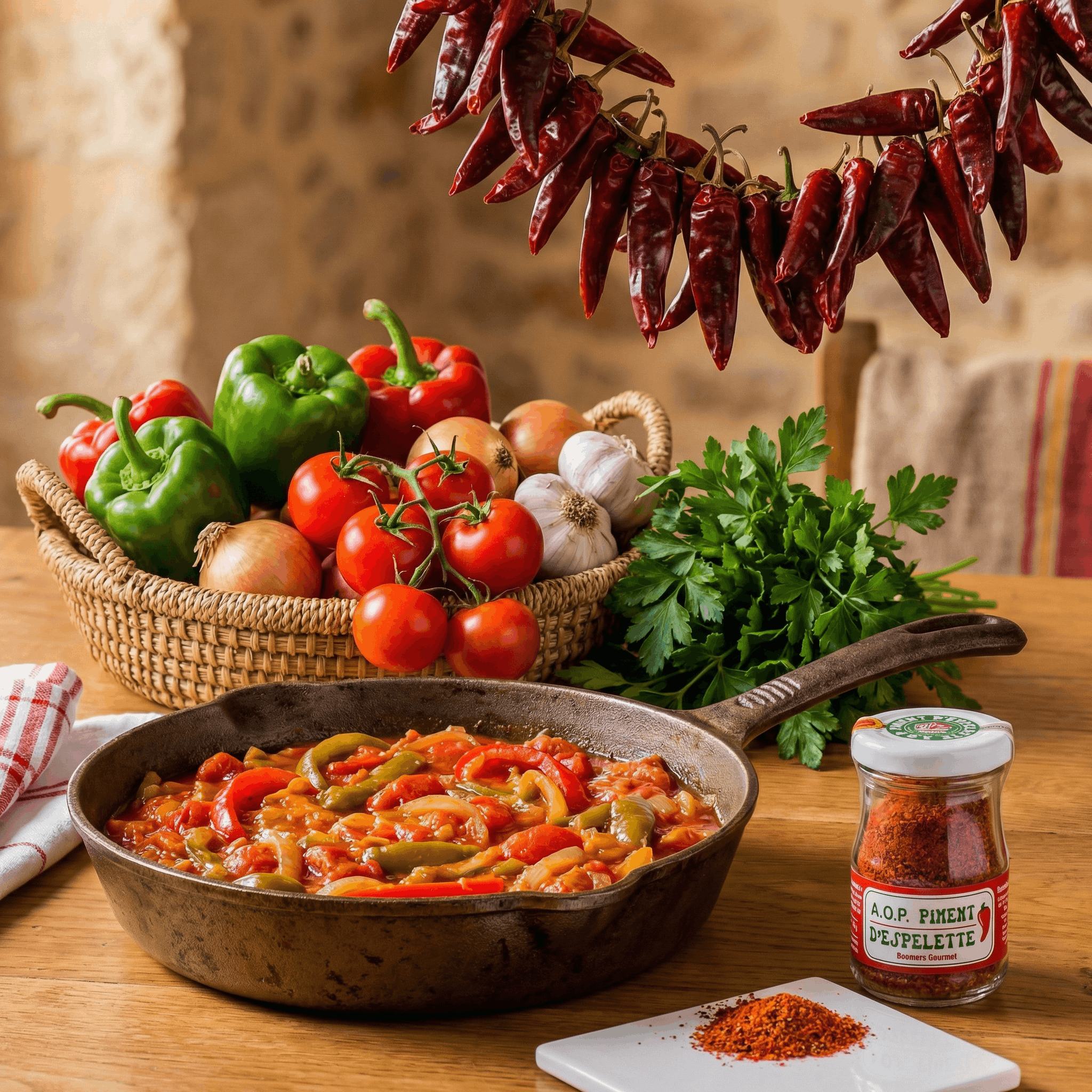 Piperade Rezept – baskische Paprika-Tomaten-Pfanne