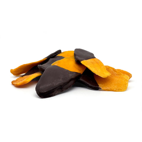 Mango gedippt in dunkler Glasur