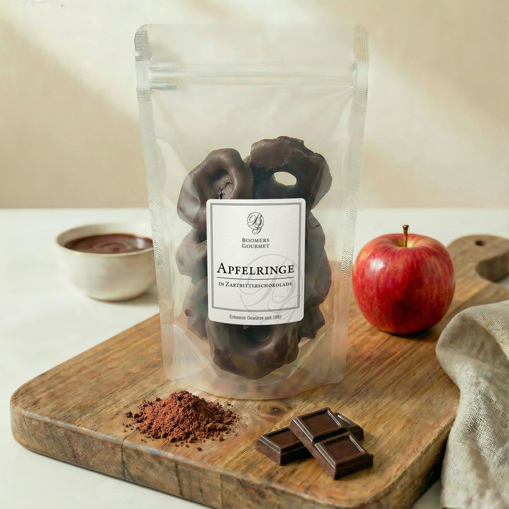 Apfelringe mit Zartbitterschokolade