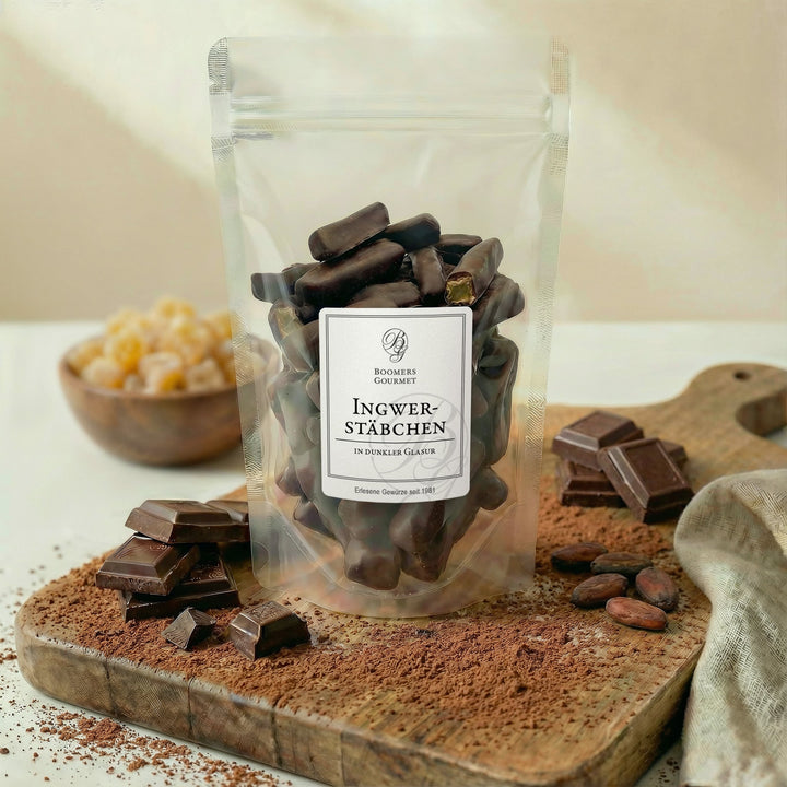 Ingwerstäbchen mit Zartbitterschokolade