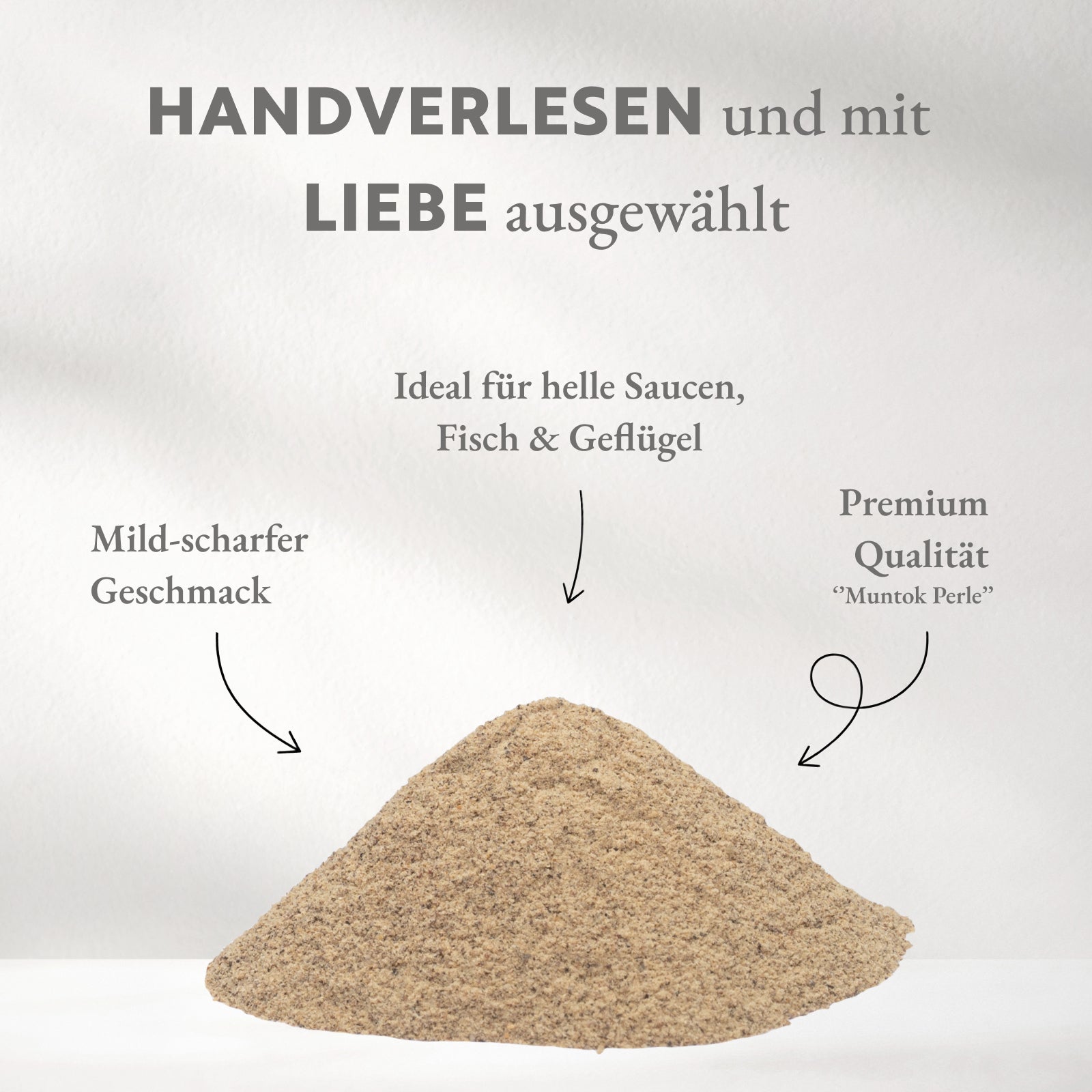 Pfeffer weiß, gemahlen, Muntok Perle
