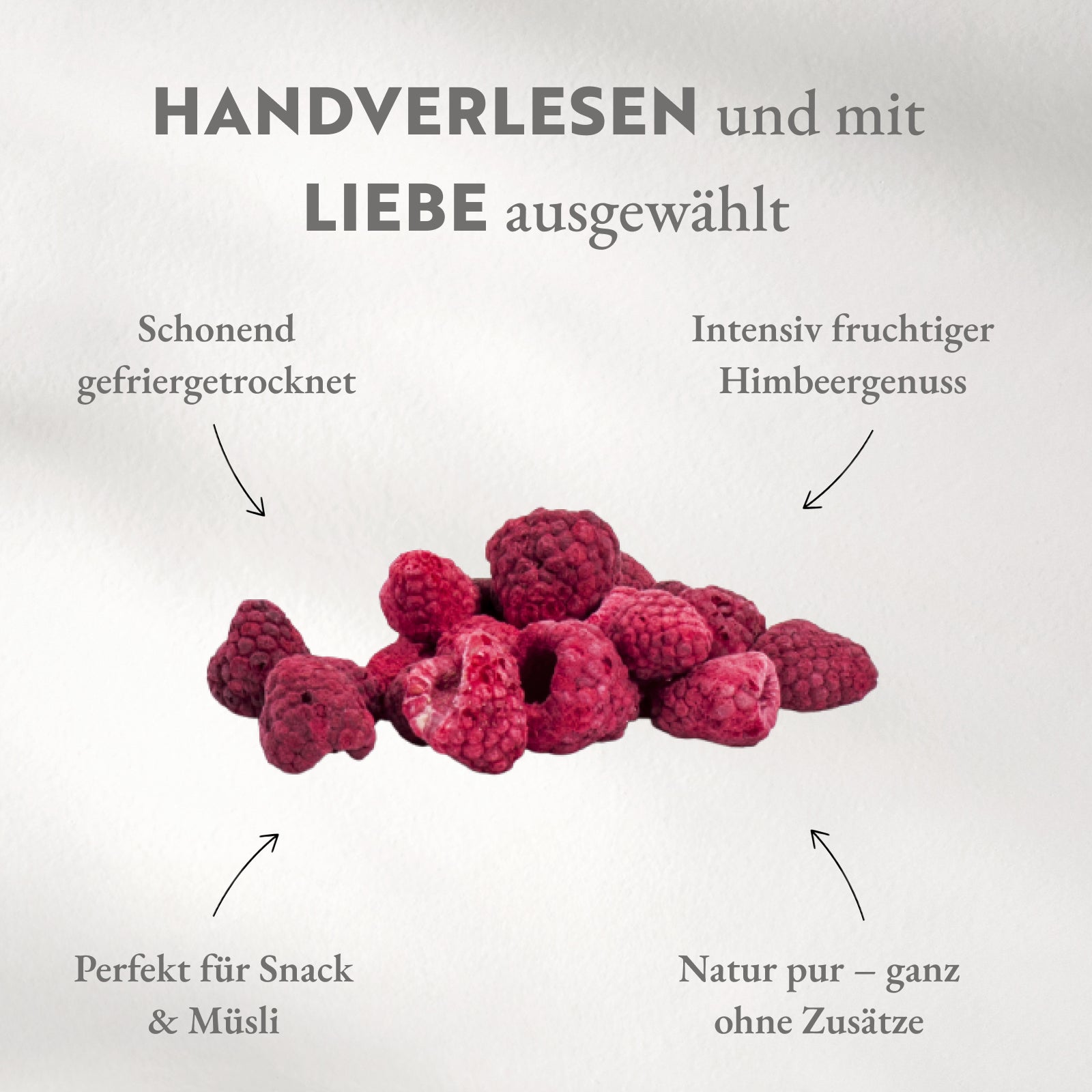 Gefriergetrocknete Himbeeren