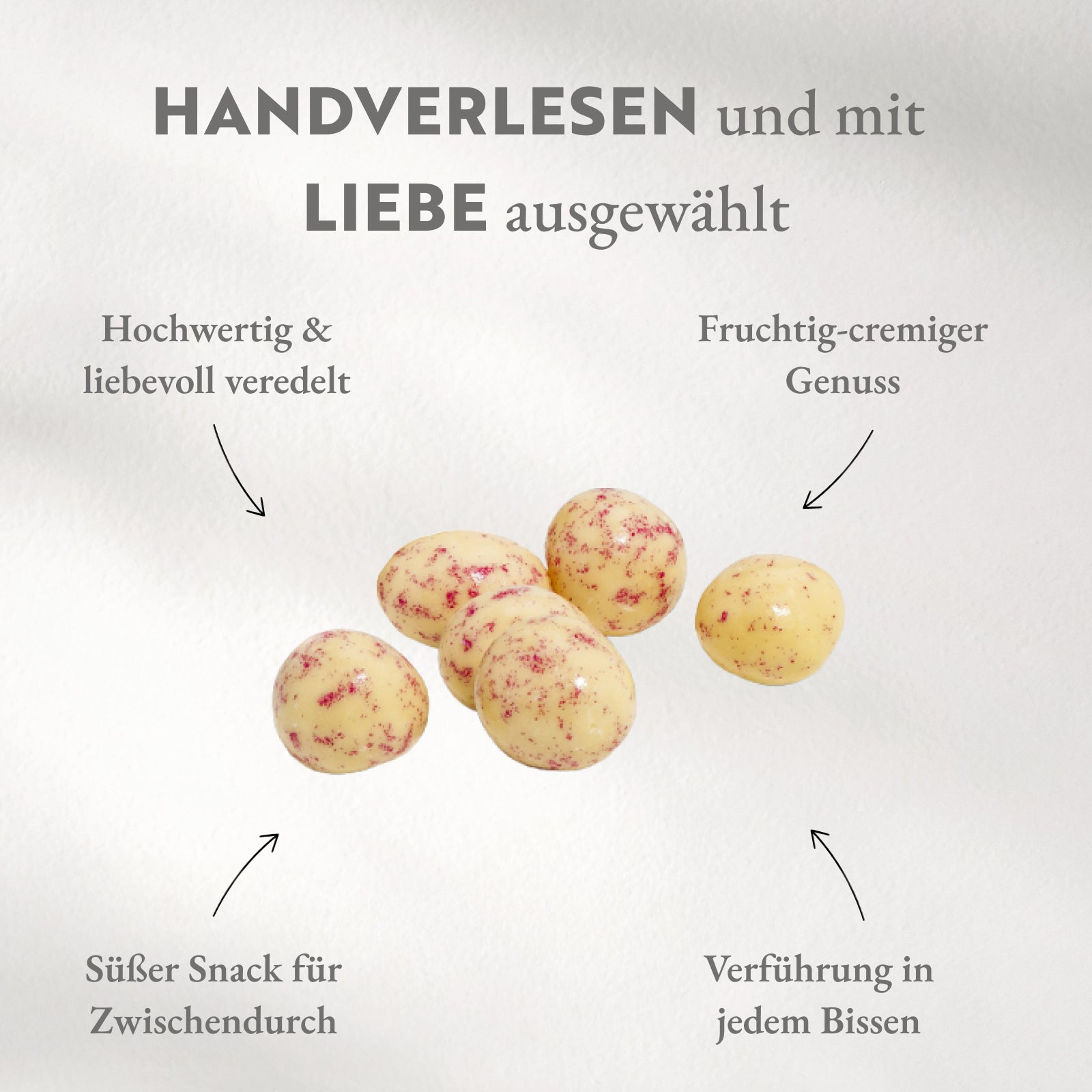 Himbeeren in weißer Joghurtschokolade