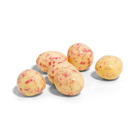 Himbeeren in weißer Joghurtschokolade