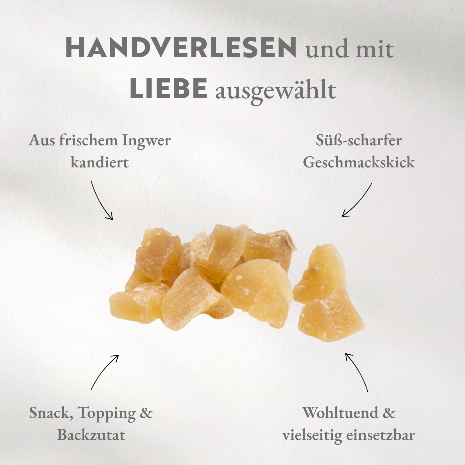 Kandierter Ingwer, leicht gesüßt