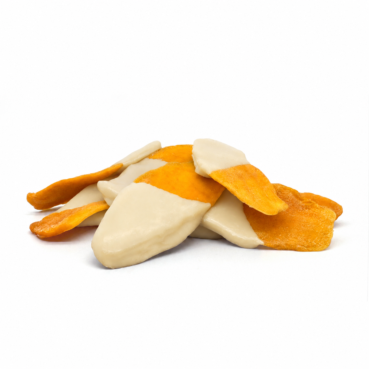 Mango gedippt in heller Glasur