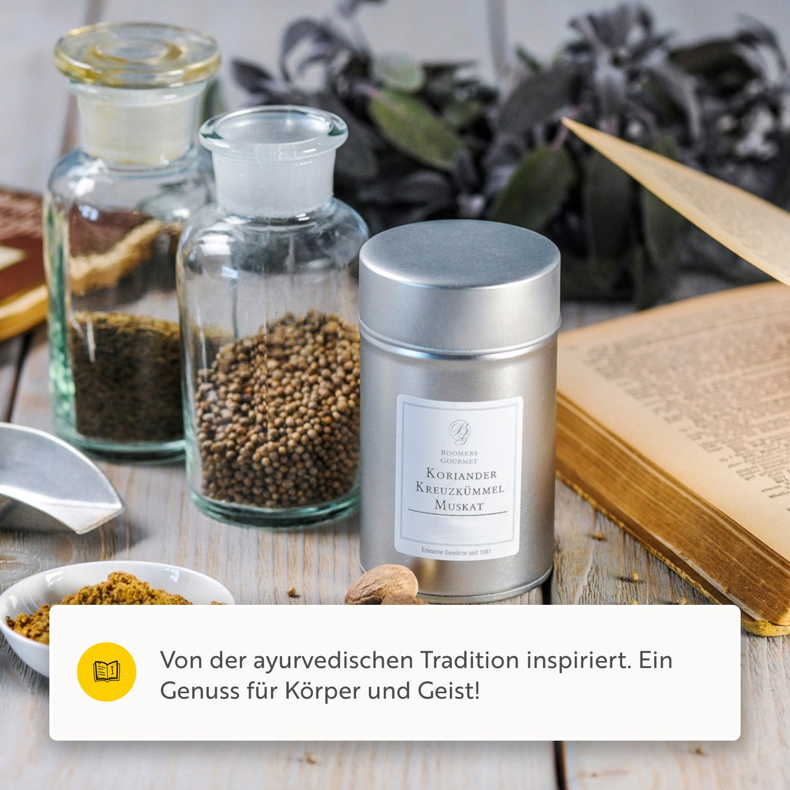 Gewürzmischung aus Koriander, Kreuzkümmel, Muskat
